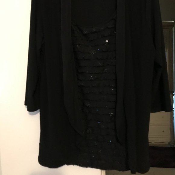 American City Wear 3X black jacket tunic with sparkly mock tank attached. - Picture 16 of 16